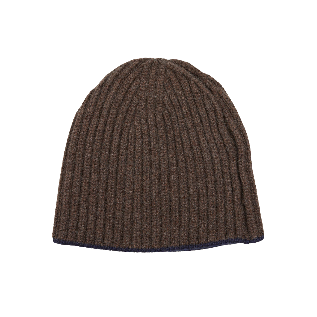 A Porcupine Blackberry Cashmere Ribbed Short Beanie on a white background by William Lockie.