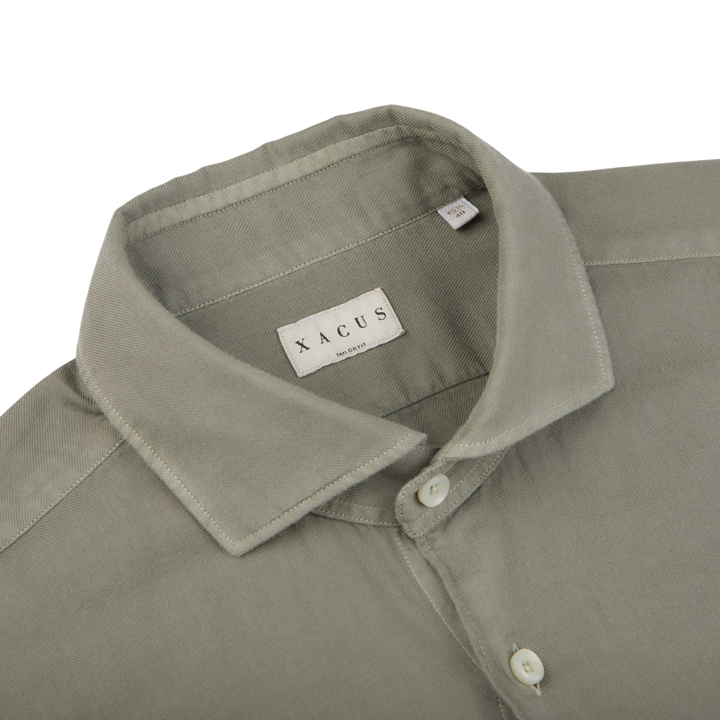 Xacus | Muted Green Washed Cotton Twill Casual Shirt – Baltzar