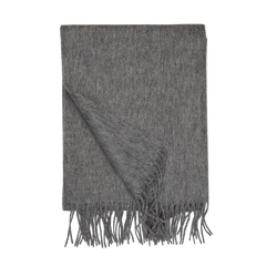 A Grey Superfine Merino Wool Scarf with fringed endings by Yacaia.