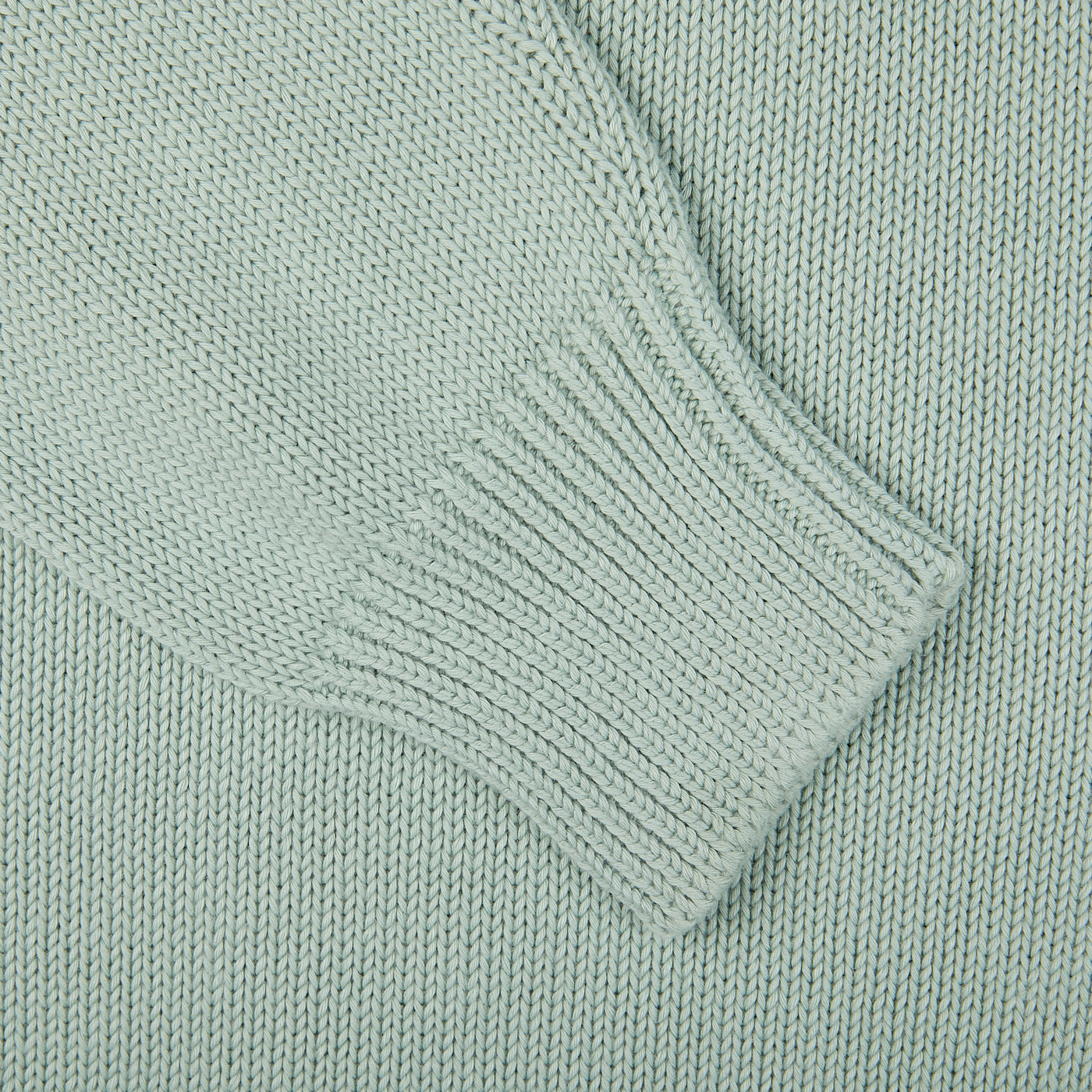 A close up of a Aqua Green Cotton Crew Neck Sweater by Zanone.