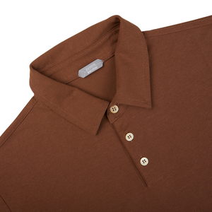 The men's Zanone Coffee Brown Ice Cotton LS Polo Shirt.