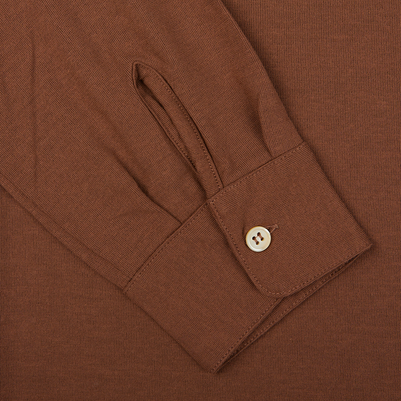 A close up of a coffee brown Zanone Ice Cotton LS polo shirt.