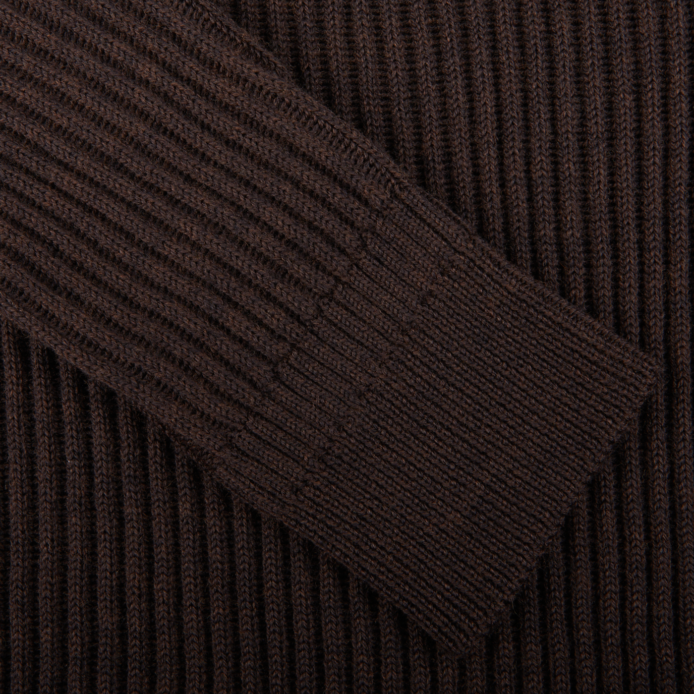 A close up of a Zanone Dark Brown Ribbed Wool Rollneck sweater.