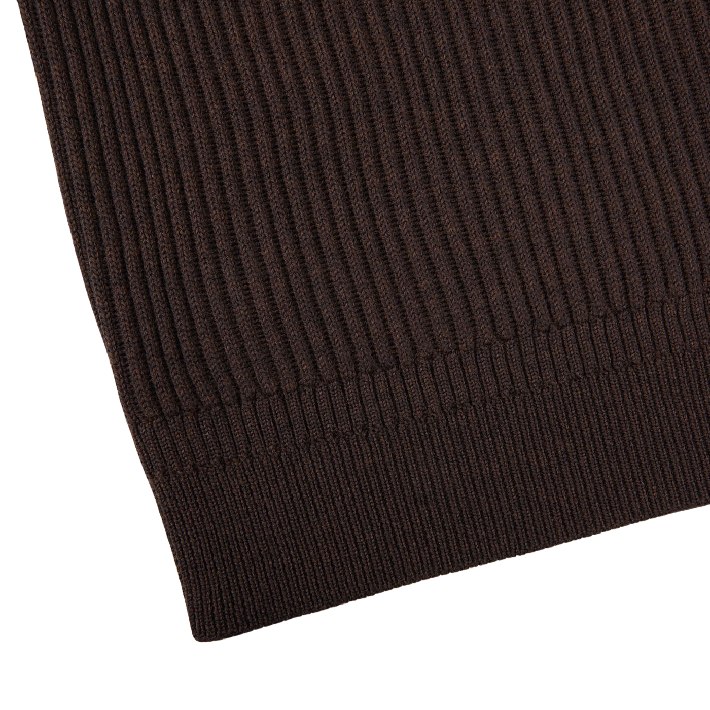 A close up of a Zanone Dark Brown Ribbed Wool Rollneck on a white surface.