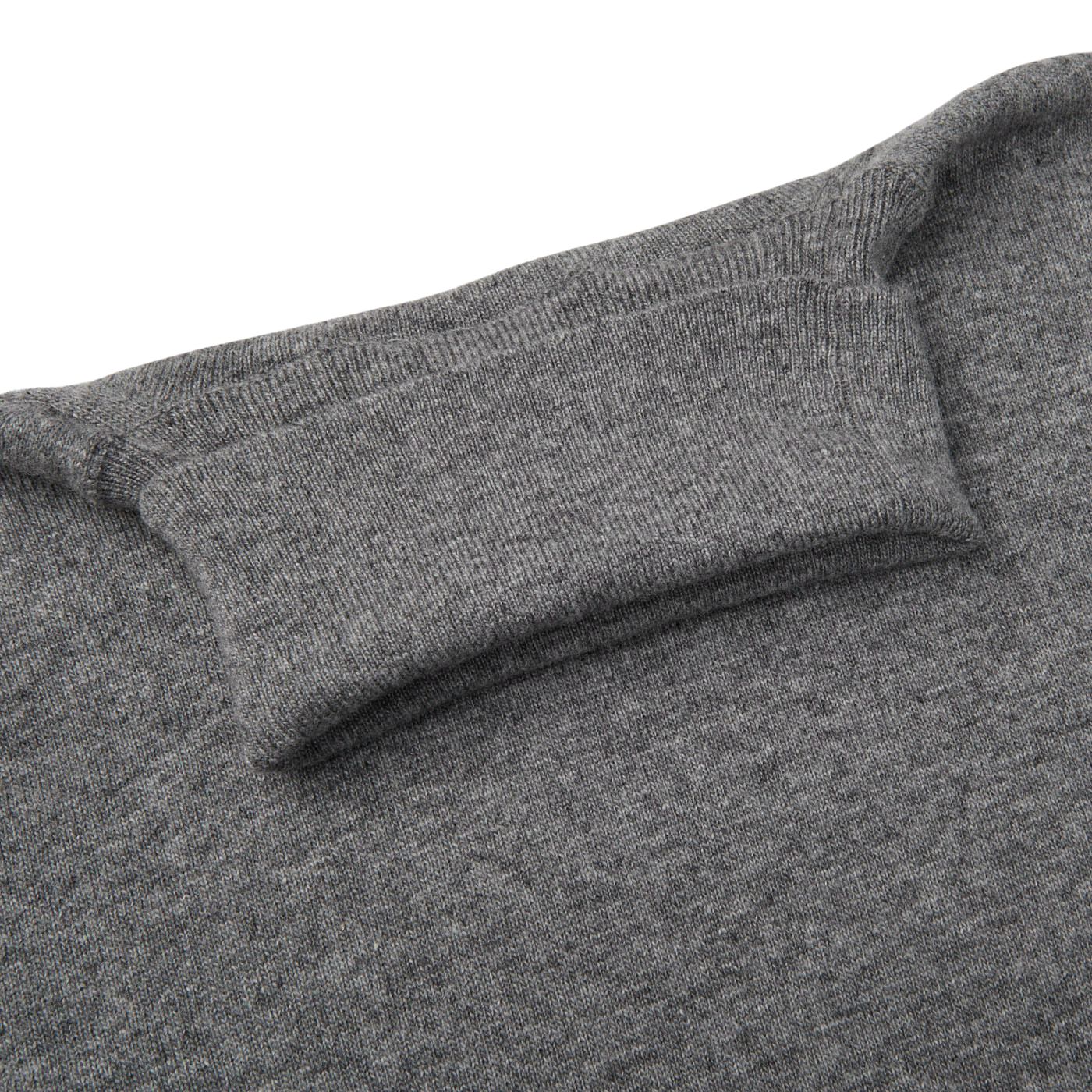 A close up of a Zanone Grey Melange Wool Cashmere Rollneck sweater.