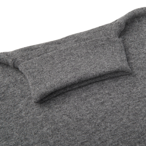 A close up of a Zanone Grey Melange Wool Cashmere Rollneck sweater.