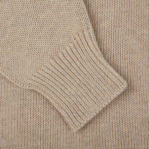 A close-up image of a Taupe Beige Cotton Crew Neck Sweater from Zanone.
