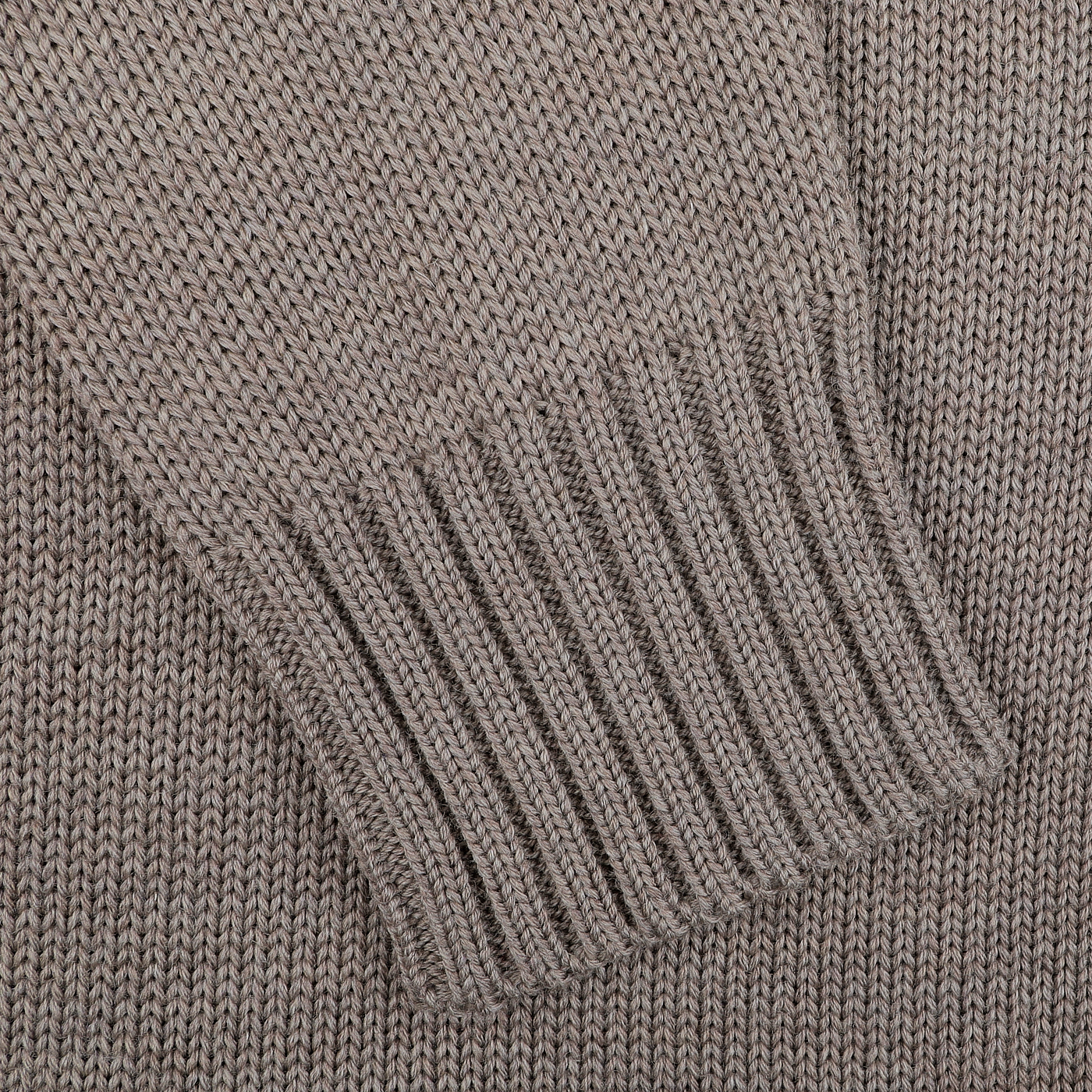 Close-up of the sleeve of Zanone's Taupe Beige Merino Wool Button Cardigan, featuring ribbed cuff detailing that highlights the luxurious texture of merino wool.