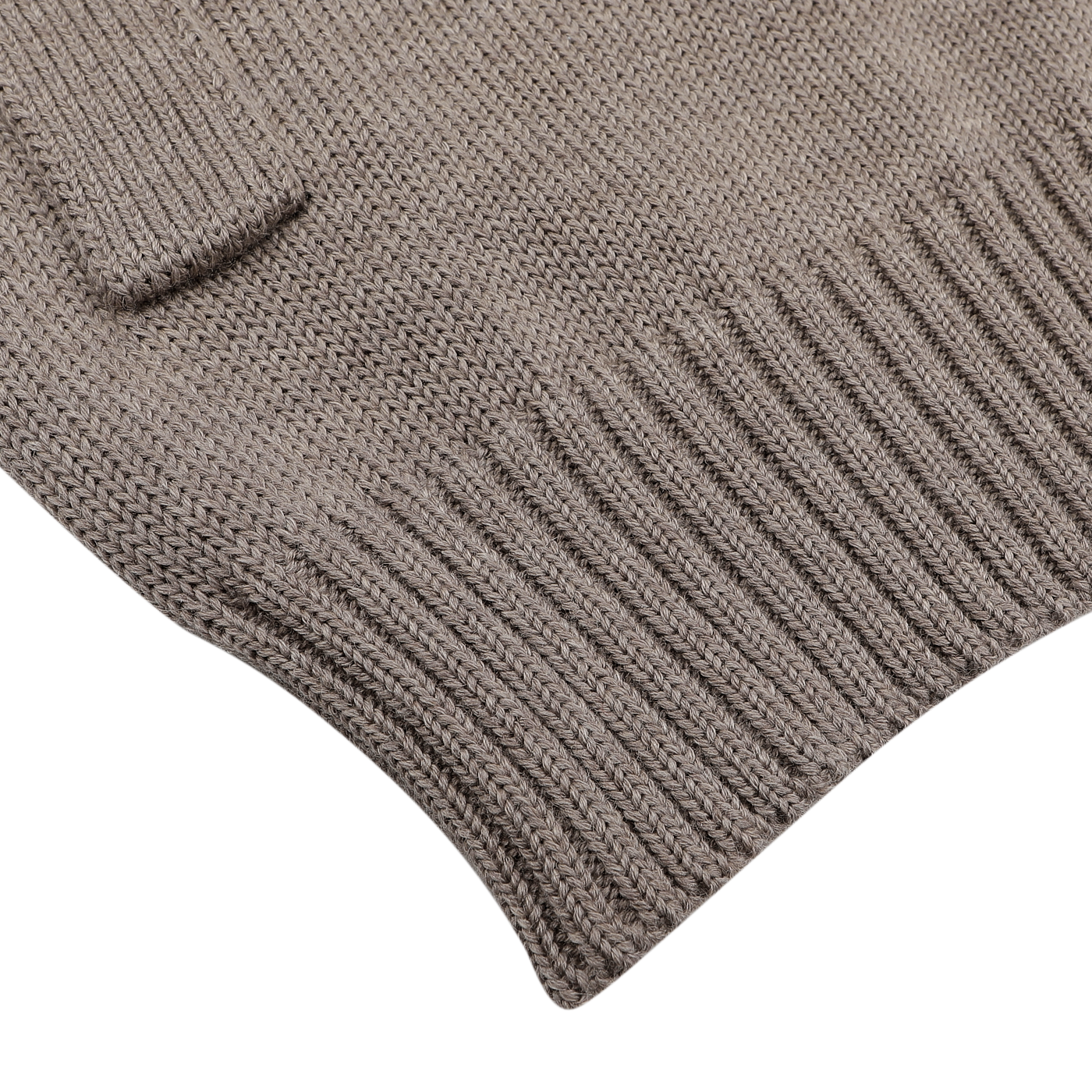 Close-up of the Zanone Taupe Beige Merino Wool Button Cardigan showcasing ribbed detailing at the hem, expertly crafted from soft merino wool.