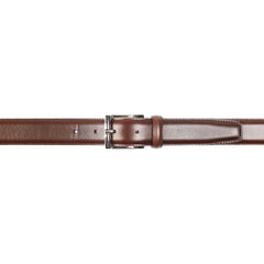 Belt in dark brown calf with silver buckle branded Crockett & Jones