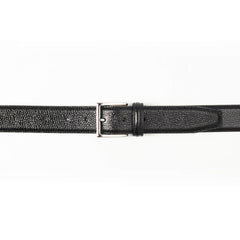 Belt in black scotch grain with silver buckle branded Crockett & Jones