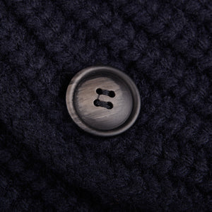 1Gran Sasso Navy Blue Chunky Knitted Wool Cardigan Button