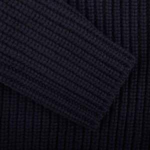 1Gran Sasso Navy Blue Chunky Knitted Wool Cardigan Cuff