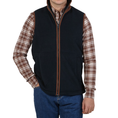 Alan Paine Dark Navy Fleece Aylsham Gilet Front