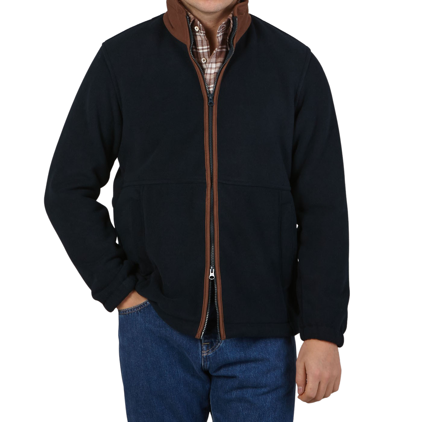 Alan Paine Dark Navy Fleece Aylsham Jacket Front