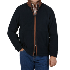 Alan Paine Dark Navy Fleece Aylsham Jacket Front