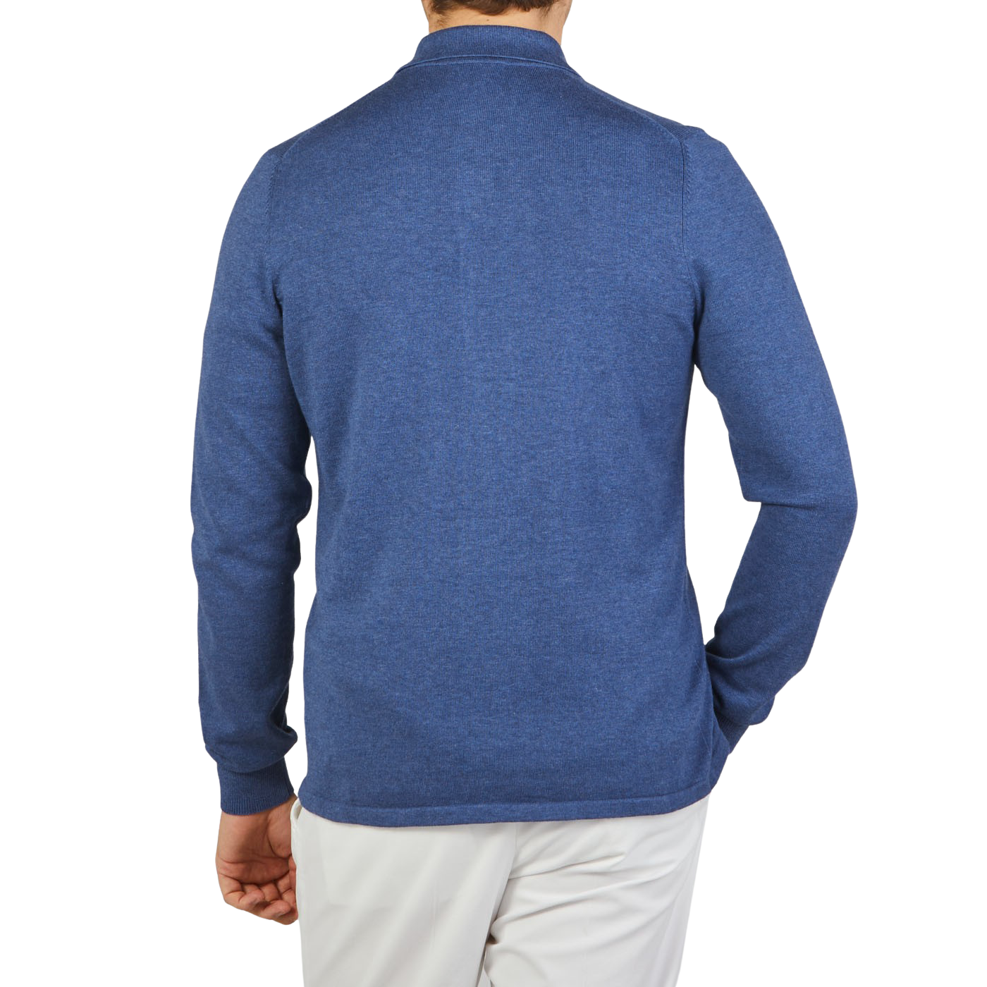 Alan Paine Indigo Blue Cotton Cashmere Knitted Shirt