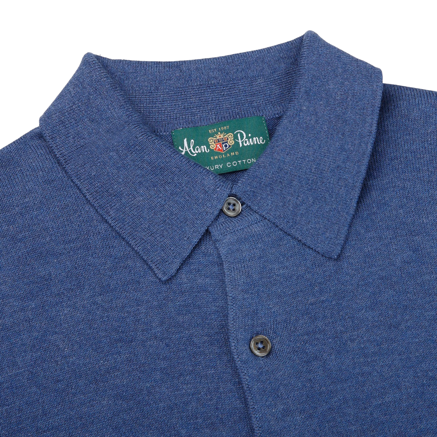 Alan Paine Indigo Blue Cotton Cashmere Knitted Shirt