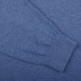 Alan Paine Indigo Blue Luxury Cotton V-Neck Sweater Cuff