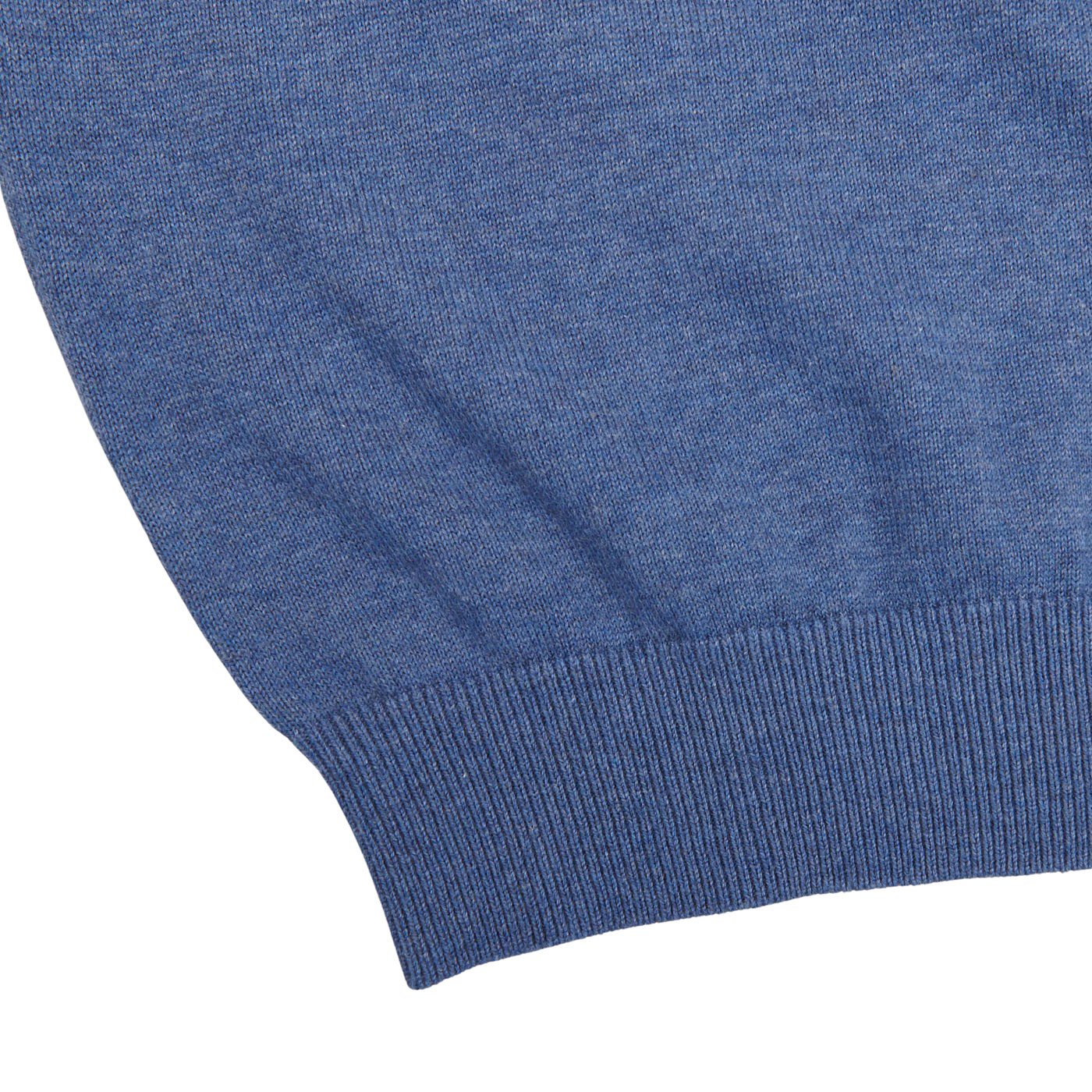 Alan Paine Indigo Blue Luxury Cotton V-Neck Sweater Edge