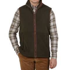 Alan Paine Moss Green Fleece Aylsham Gilet Front