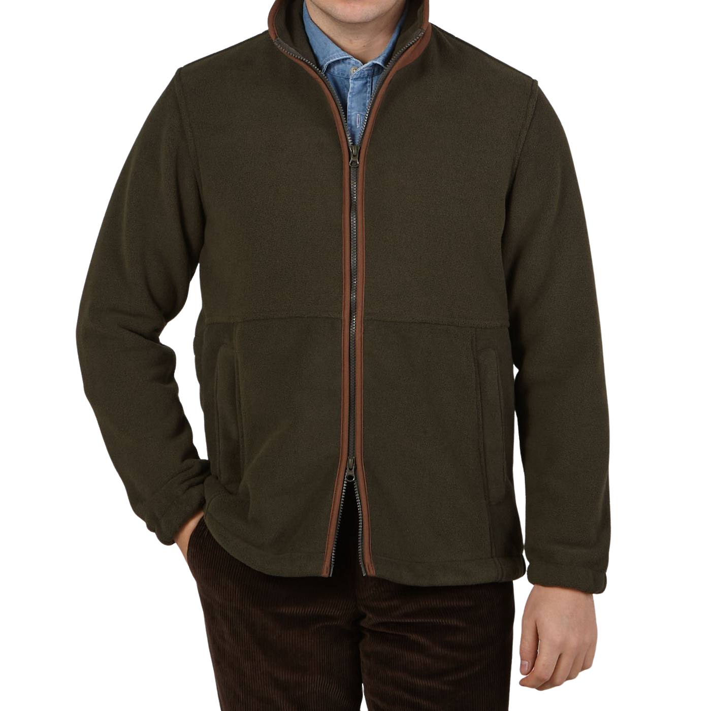 Alan Paine Moss Green Windblock Fleece Aylsham Jacket Front