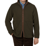 Alan Paine Moss Green Windblock Fleece Aylsham Jacket Front