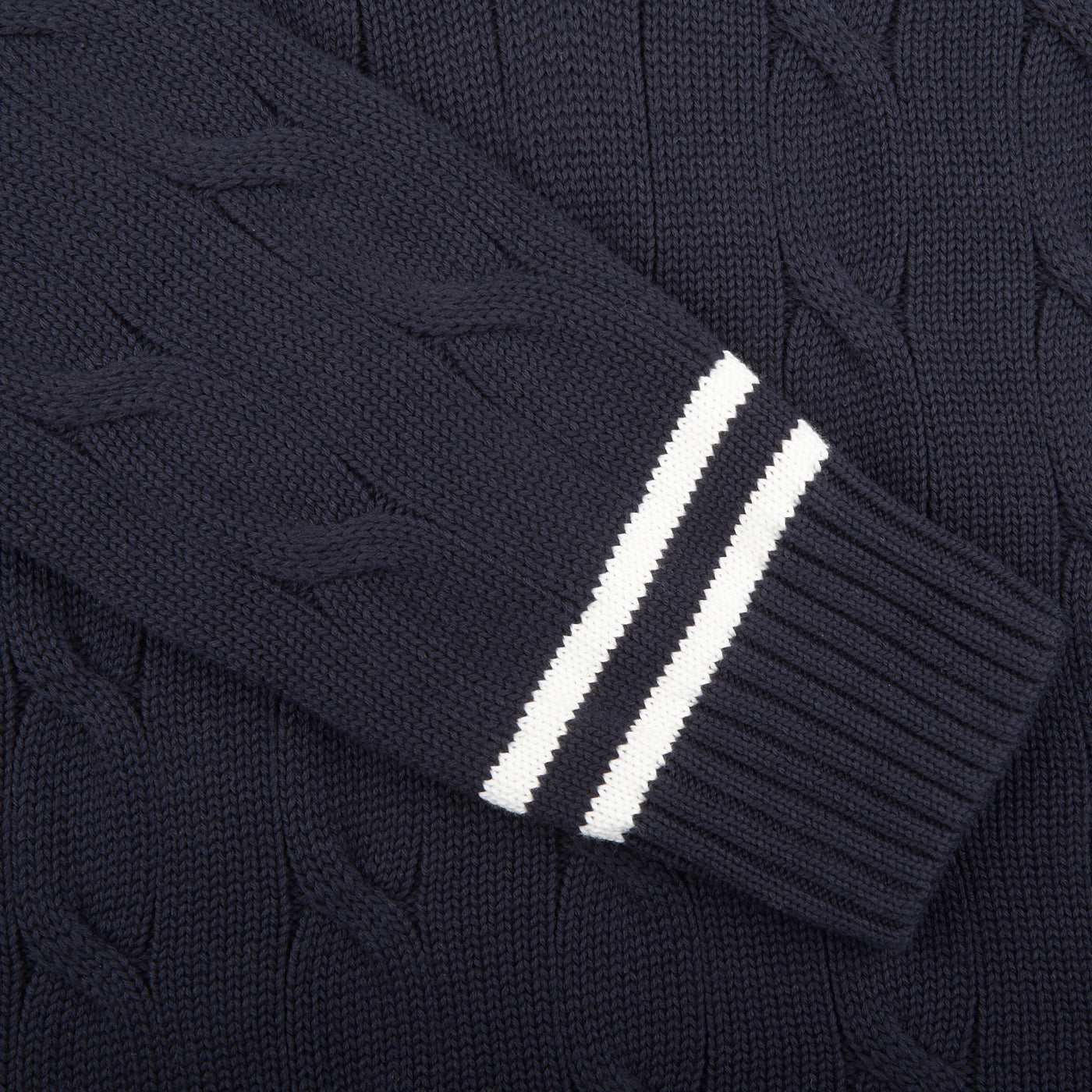 Alan Paine Navy Blue Cotton Cricket V-Neck Sweater Cuff