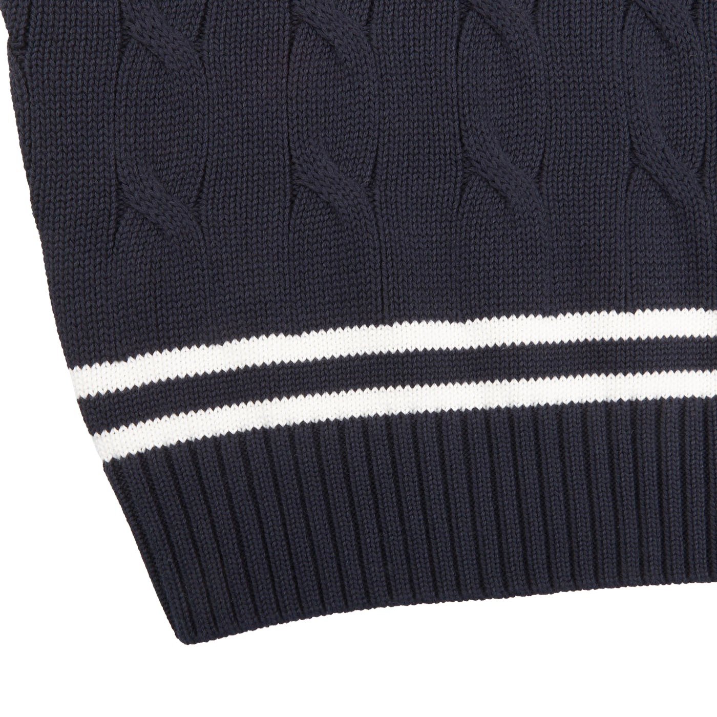 Alan Paine Navy Blue Cotton Cricket V-Neck Sweater Edge