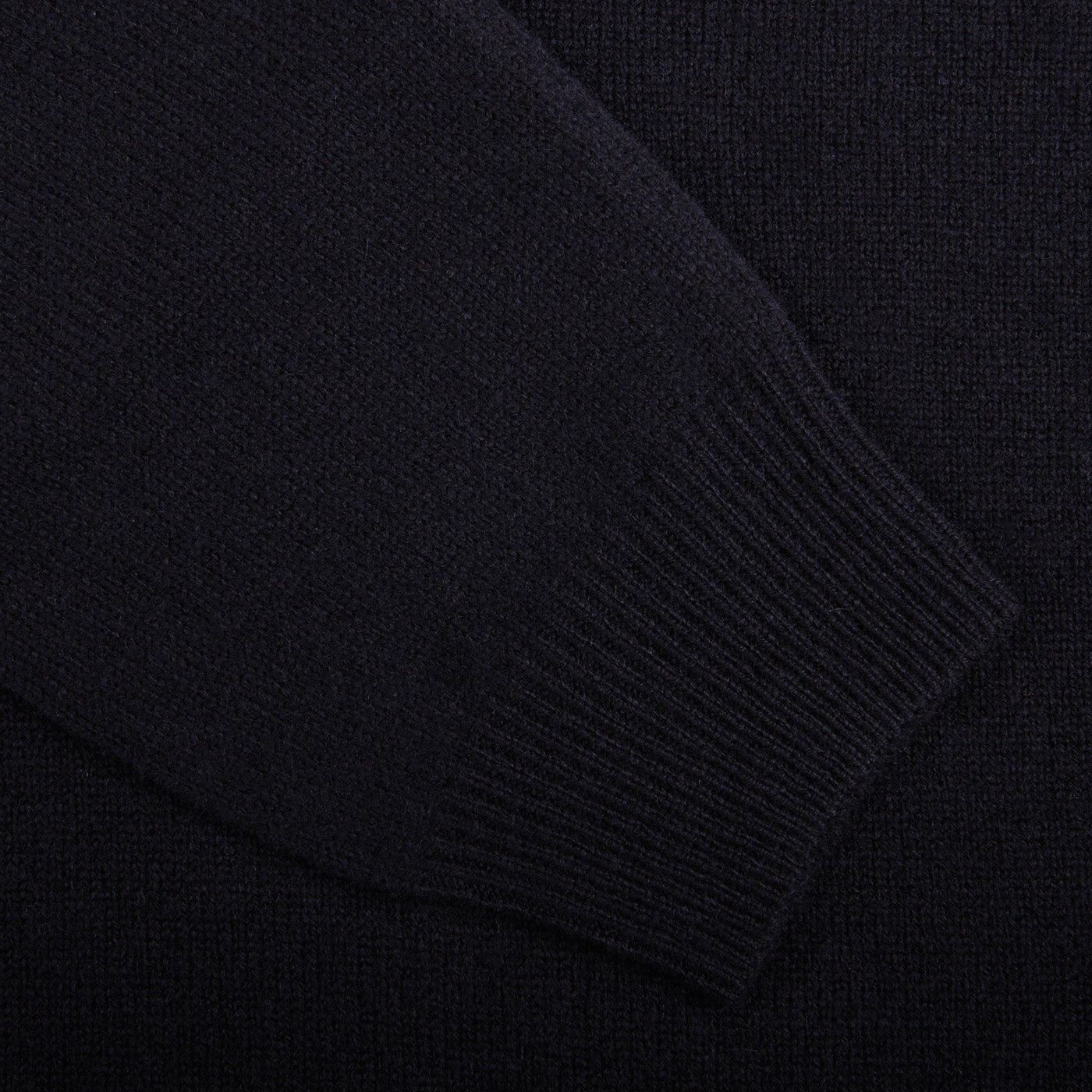 Alan Paine Navy Blue Lambswool Crew Neck Cuff