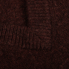 Alan Paine Raisin Brown Lambswool V-Neck Brim