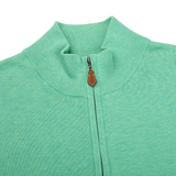 Alan Paine Spearmint Luxury Cotton 1:4 Zip Sweater Collar