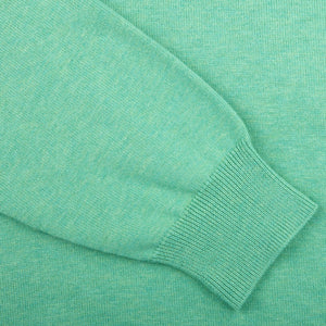 Alan Paine Spearmint Luxury Cotton 1:4 Zip Sweater Cuff