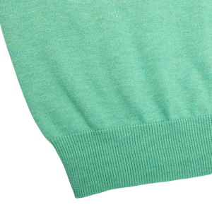 Alan Paine Spearmint Luxury Cotton 1:4 Zip Sweater Edge