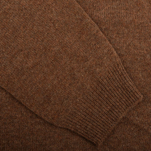 Alan Paine Tobacco Brown Lambswool Crew Neck Cuff
