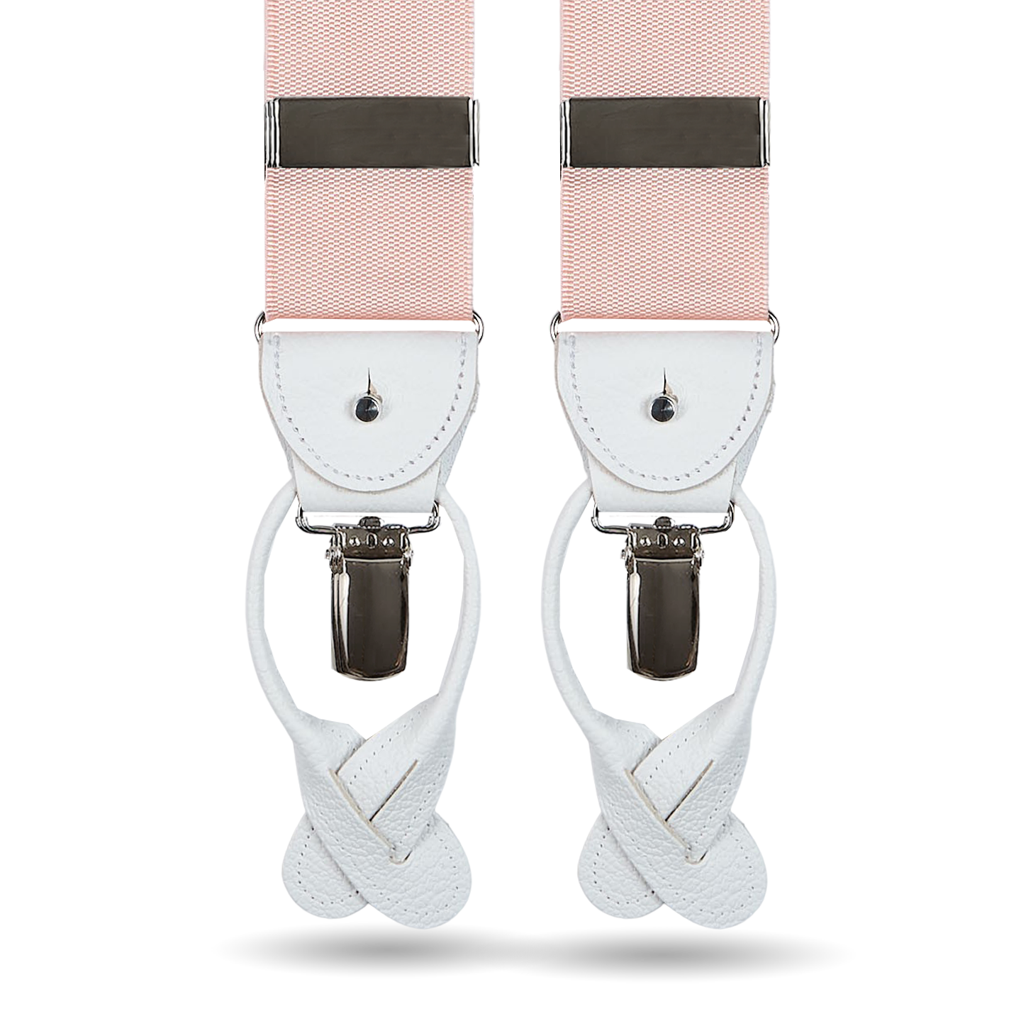 Albert Thurston Light Pink Nylon White Leather 40 mm Braces Feature