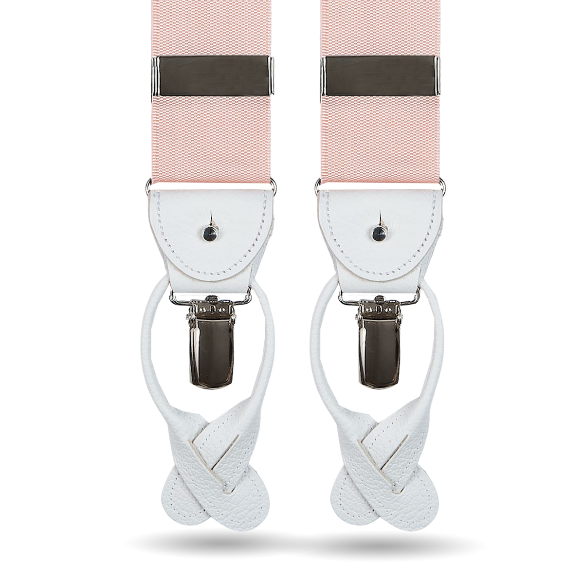 Albert Thurston Light Pink Nylon White Leather 40 mm Braces Feature