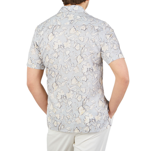 Altea Light Grey Flower Printed Cotton Shirt Back