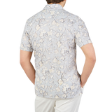 Altea Light Grey Flower Printed Cotton Shirt Back
