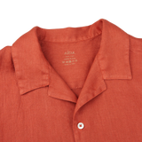 Altea Muted Orange Linen Short Sleeve Shirt Collar