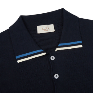 Altea Navy Blue Cotton Tipped Polo Shirt Collar