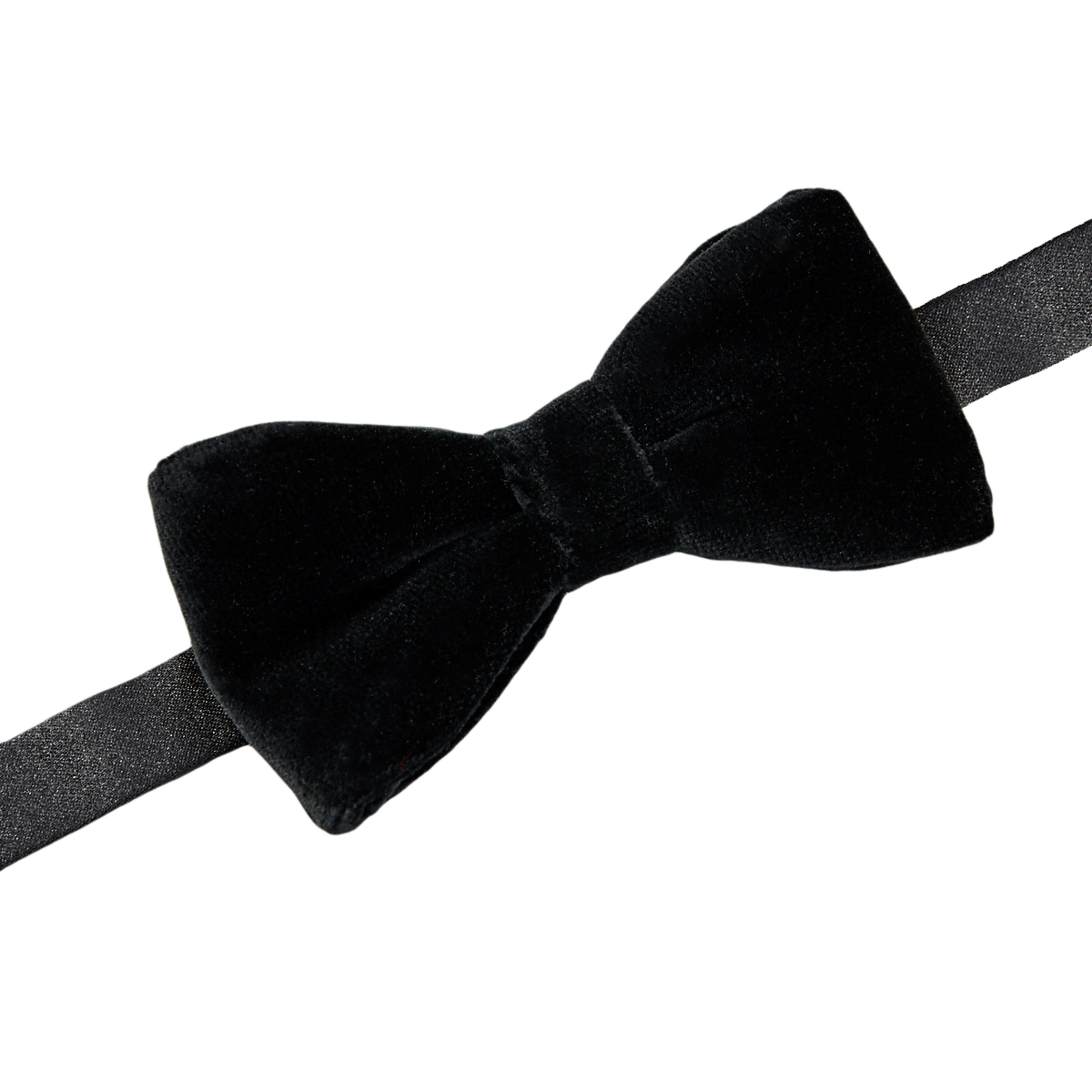 An Amanda Christensen Black Velvet Cotton Pre Tied Bow Tie on a white background offers a formal look.