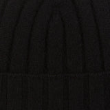 Amanda Christensen Black Wide Ribbed Cashmere Cap Fabric