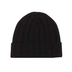 Amanda Christensen Black Wide Ribbed Cashmere Cap Feature