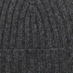 Amanda Christensen Dark Grey Ribbed Cashmere Beanie Fabric