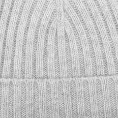 Amanda Christensen Light Grey Ribbed Cashmere Beanie Fabric