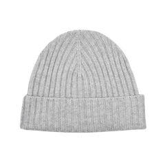 Amanda Christensen Light Grey Ribbed Cashmere Beanie Feature