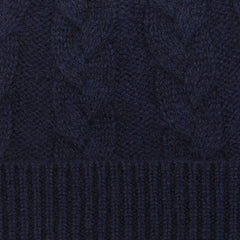 Amanda Christensen Navy Cable Knitted Cashmere Beanie Fabric