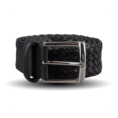 Black Braided Leather Belt