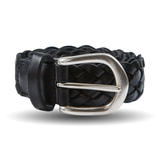 Anderson's Black Woven 25mm Leather Belt Feature